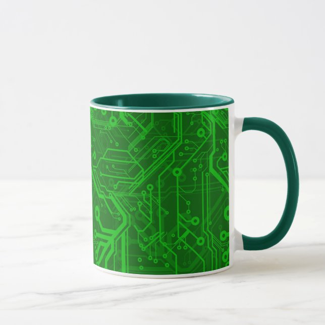 Green Printed Circuit Board Pattern Mug (Right)