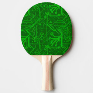Green Printed Circuit Board Pattern Ping Pong Paddle