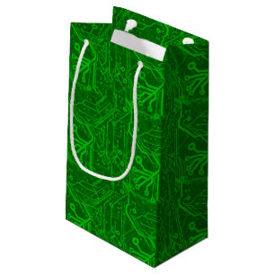 Green Printed Circuit Board Pattern Small Gift Bag