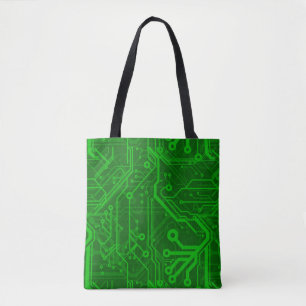 Green Printed Circuit Board Pattern Tote Bag