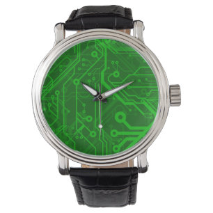 Green Printed Circuit Board Pattern Watch