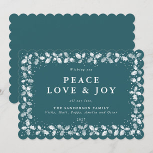 Green Printed Holly Leaves Border Flat Non Photo Holiday Card