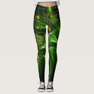 Green Printed Leggings – Stylish Comfort 