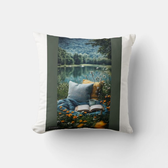 Green printed pillow  (Front)