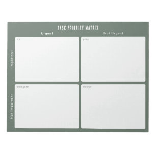 Green Priority Matrix and Task planner Notepad