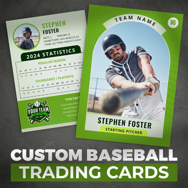 Green Pro Baseball Trading Card Player Photo (Creator Uploaded)