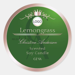 Green Product Label Rose Gold Frame Logo Monogram