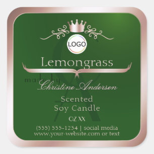 Green Product Label Rose Gold Frame Logo Monogram