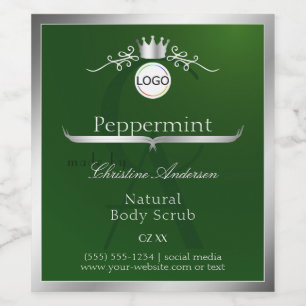 Green Product Label Silver Frame Logo and Monogram