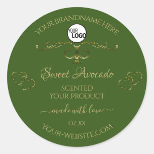 Green Product Labels Gold Ornaments Hearts Logo