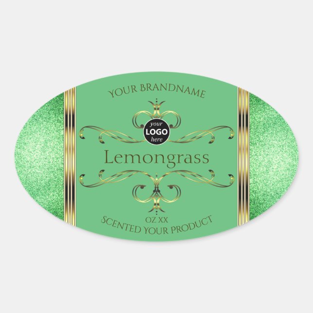 Green Product Labels Ornate Faux Gold Decor Logo (Front)