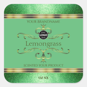 Green Product Labels Ornate Faux Gold Decor Logo