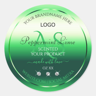Green Product Labels Rhinestones Monogram and Logo