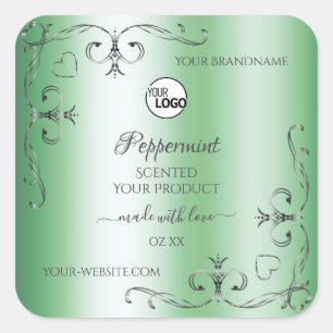 Green Product Labels Vintage Silver Corners Logo