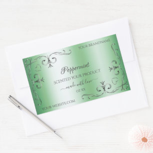 Green Product Labels Vintage Silver Ornate Corners