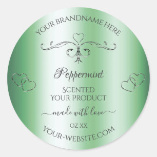 Green Product Labels Vintage Silver Ornate Hearts
