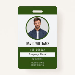 Green   Professional Employee Photo Company ID Badge