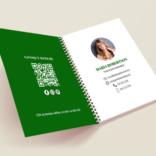 Green Professional Photo Business QR Code Notebook