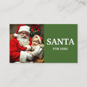 Green Professional Santa For Hire Photo Business Card