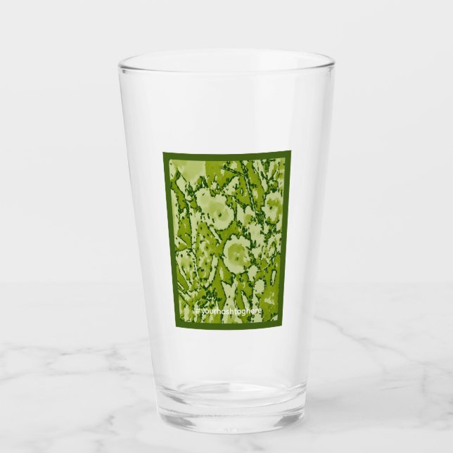 Green Promotional Cactus Hashtag Glass Cup (Front)