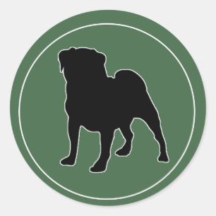 Green Pug Classic Round Sticker