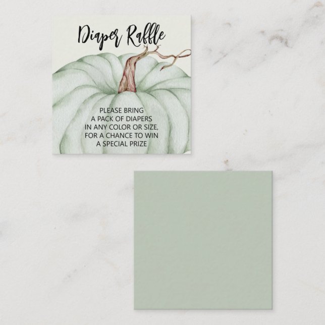 Green Pumpkin Baby Shower Diaper Raffle Enclosure Card (Front/Back)