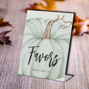 Green Pumpkin Baby Shower Favours Pedestal Sign