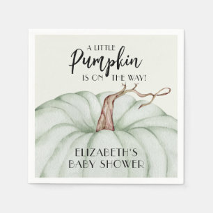 Green Pumpkin Fall Baby Shower Napkin