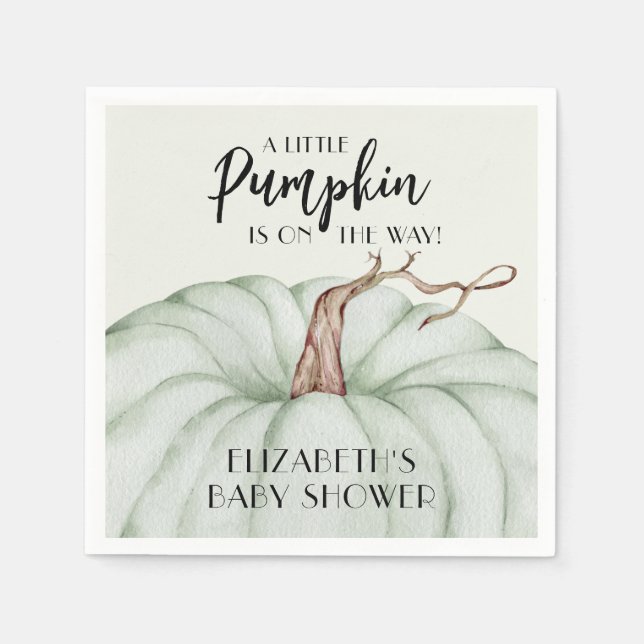 Green Pumpkin Fall Baby Shower Napkin (Front)