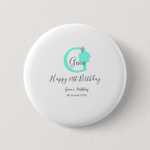 Green pumpkin fall birthday 21st grey pastel 6 cm round badge