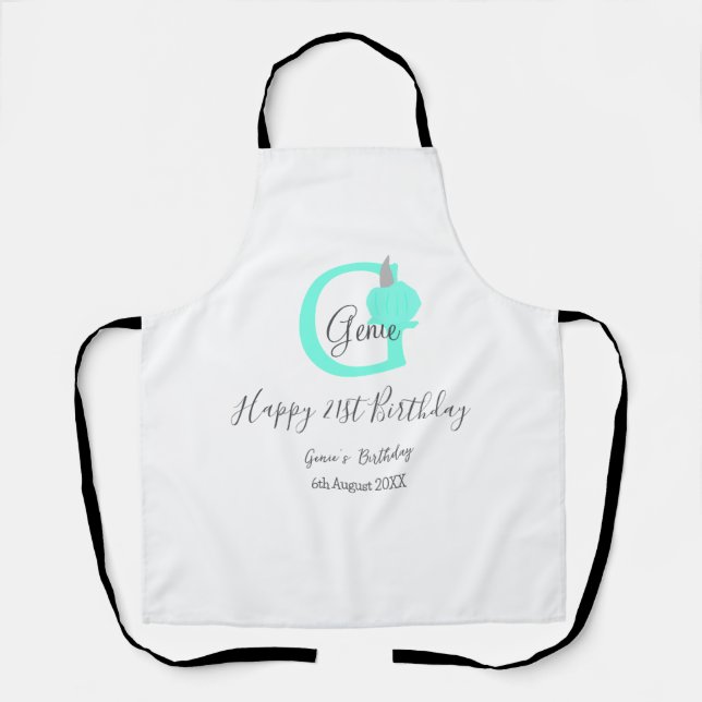 Green pumpkin fall birthday 21st grey pastel apron (Front)