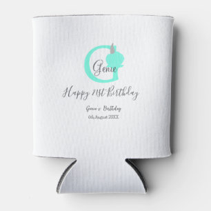 Green pumpkin fall birthday 21st grey pastel can cooler