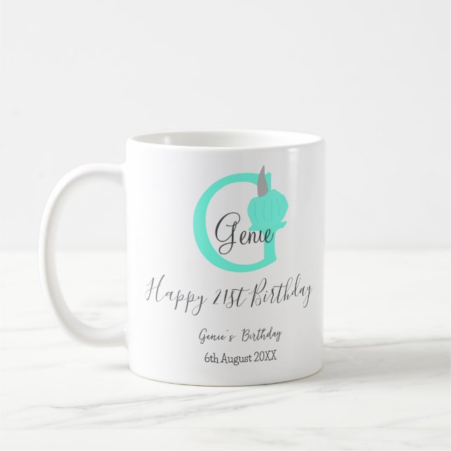 Green pumpkin fall birthday 21st grey pastel coffee mug (Left)