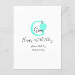 Green pumpkin fall birthday 21st grey pastel holiday postcard
