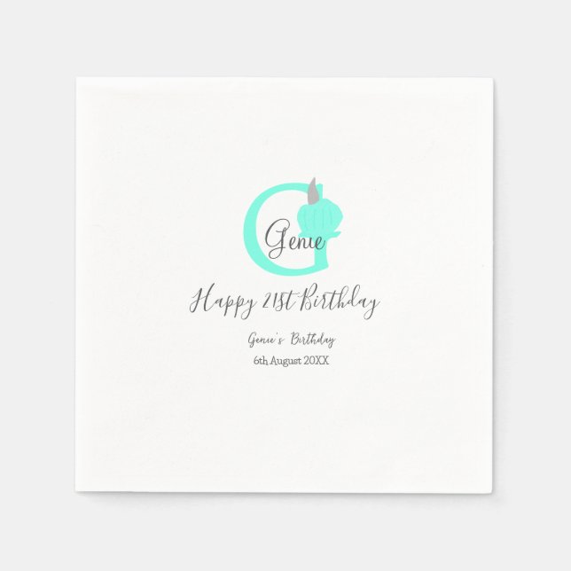 Green pumpkin fall birthday 21st grey pastel napkin (Front)