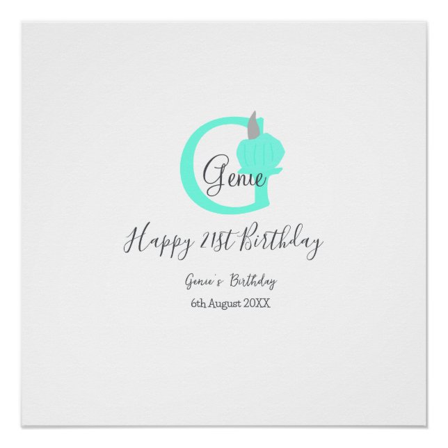 Green pumpkin fall birthday 21st grey pastel poster (Front)