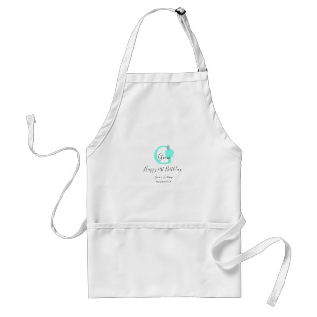 Green pumpkin fall birthday 21st grey pastel standard apron (Front)