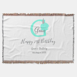 Green pumpkin fall birthday 21st grey pastel throw blanket