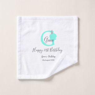 Green pumpkin fall birthday 21st grey pastel wash cloth