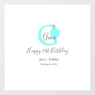 Green pumpkin fall birthday 21st grey pastel window cling