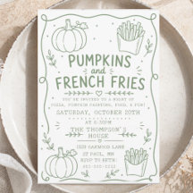 green Pumpkins French Fries Minimalist Doodle