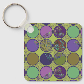 Green Purple Abstract Circle Key Ring