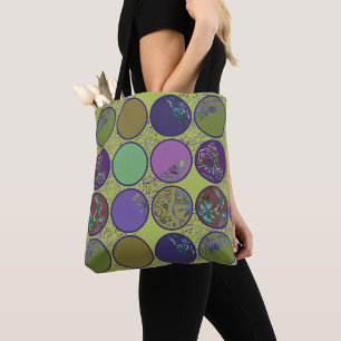 Green Purple Abstract Circle Tote Bag