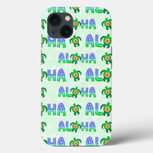 Green Purple Aloha Hawaiian Tropical Turtle iPhone 13 Case