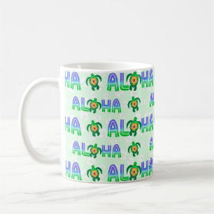 Green Purple Aloha Hawaiian Tropical Turtle Coffee Mug