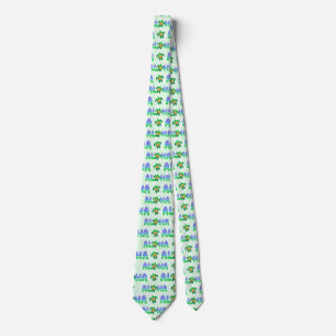 Green Purple Aloha Hawaiian Tropical Turtle Tie