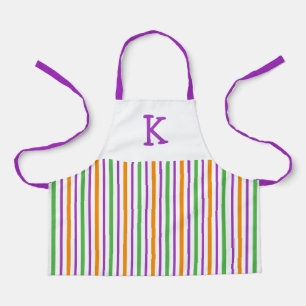 Green, Purple and Orange Striped Apron