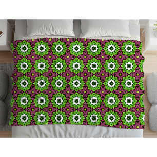 Green purple and white geometric pattern Towel Fleece Blanket