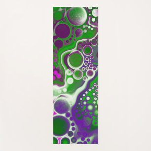 Green, Purple and White Marble Fluid Art Yoga Mat