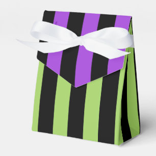 Green Purple & Black Halloween Stripe Party Favour Box